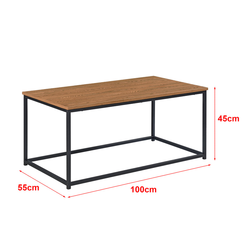 Maßskizze Couchtisch Esbjerg 100x55x45cm Dunkler Holzton en.casa
