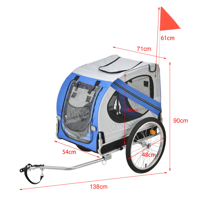 Maßskizze Fahrradanhänger Max. 26 kg Hunde Transport Wetterfest Gelb/Blau pro.tec