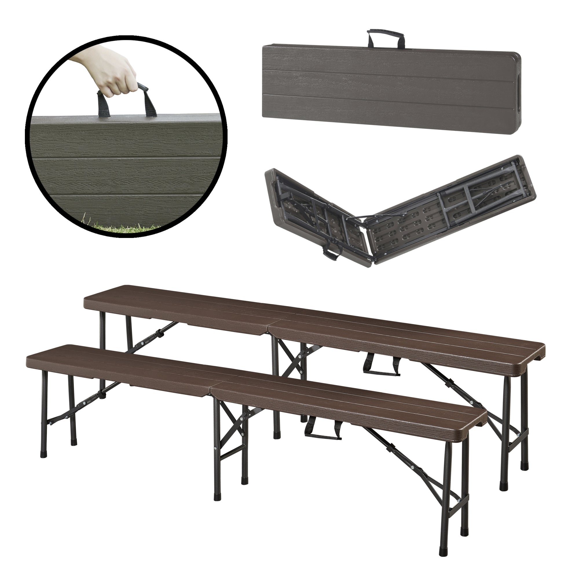 en.casa Klappbank-Set Lillestrm  Outdoor-Highlight Garten | PremiumXL