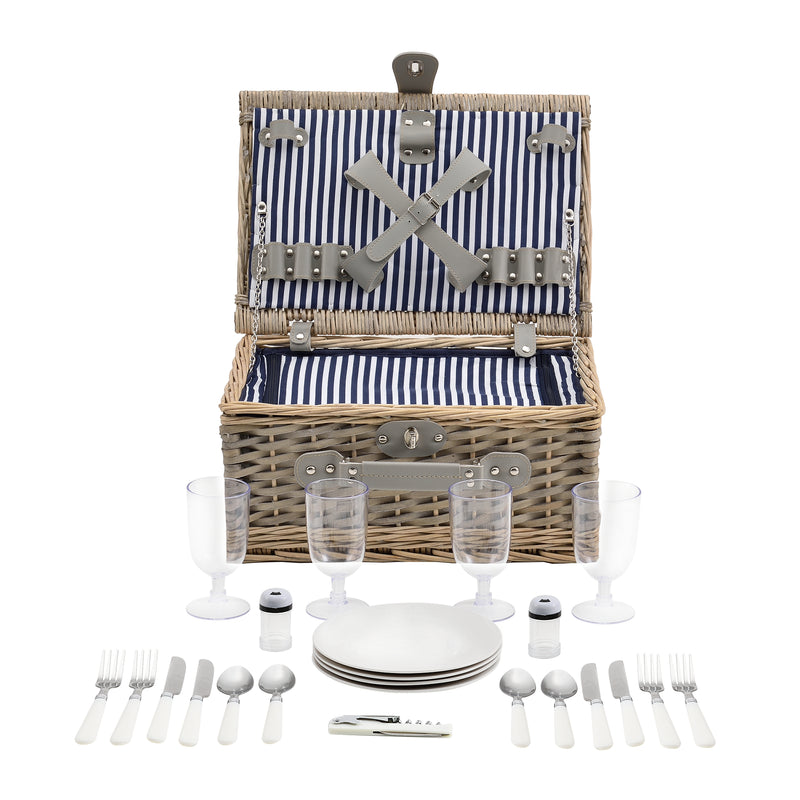Maßskizze Picknickkorb mit Besteck-Set für 2/4 Personen in versch. Farben casa.pro