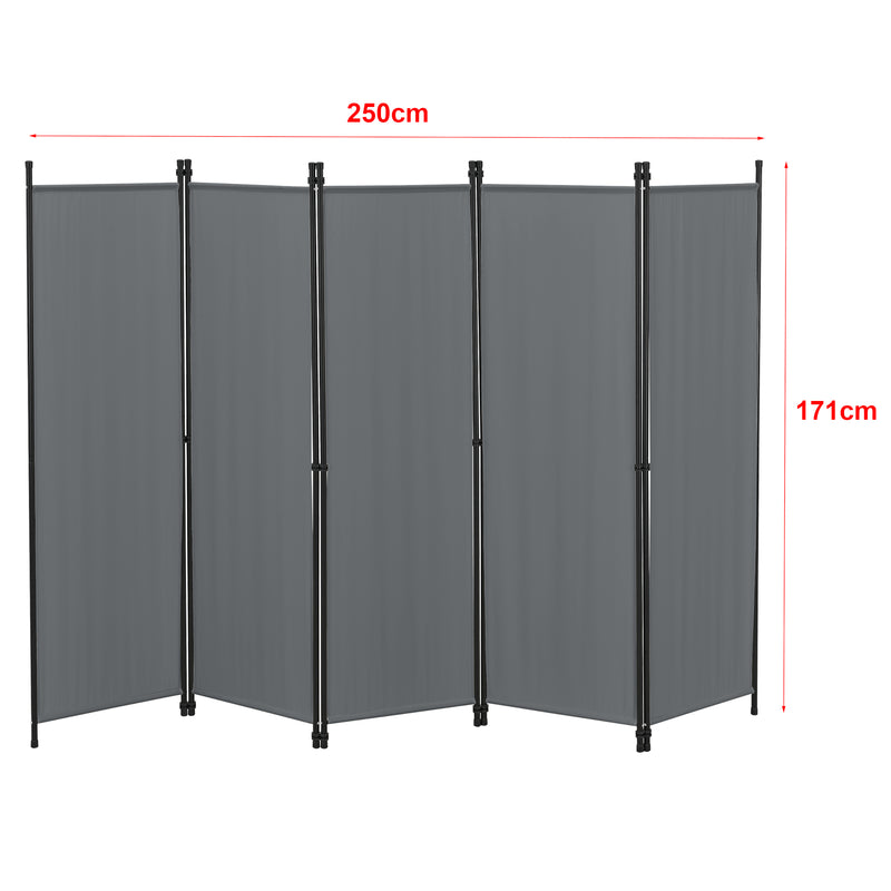 Maßskizze Raumteiler Huesca 5-teilig 250x171 cm versch Farben en.casa
