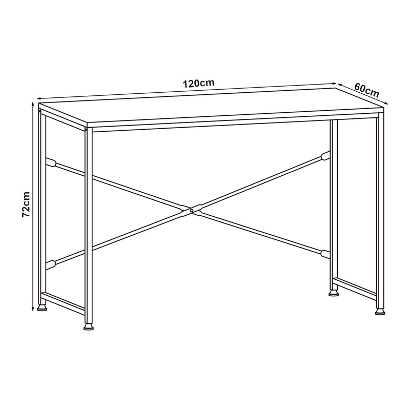 Maßskizze Schreibtisch Røros 120x60x72 cm Computertisch Eiche-Optik en.casa