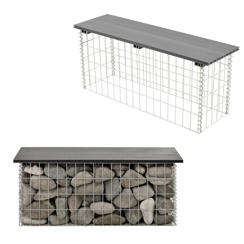 Maßskizze Gabionenbank Friesland WPC 100x45x30 cm in verschiedenen Farben pro.tec