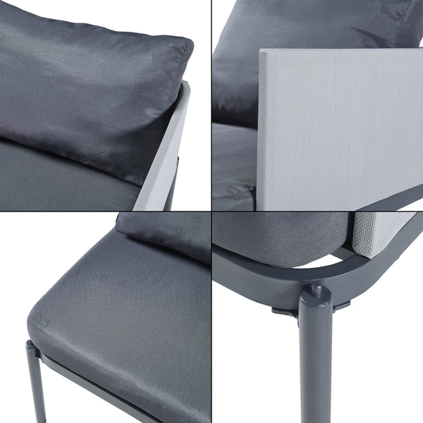 Gartenmöbelset Accettura 3-tlg. Aluminium Grau [casa.pro]