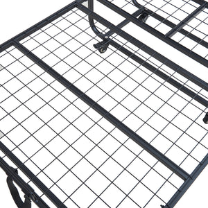 Metall-Klappbett Lustendi mit Matratze 200x90cm Schwarz/Eicheoptik [en.casa]