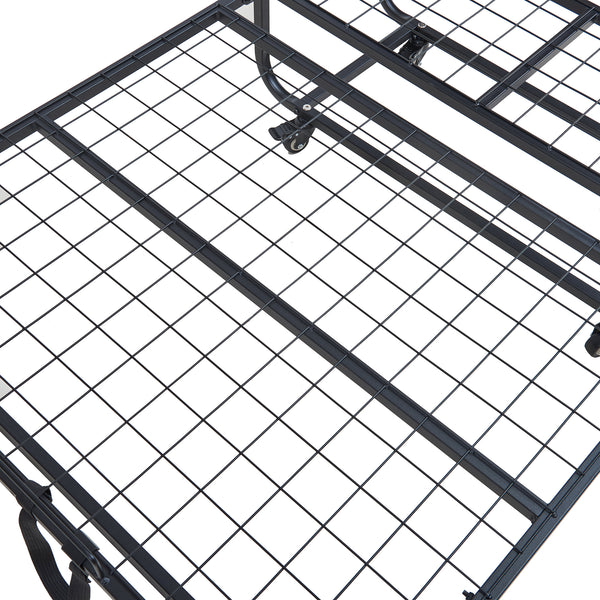 Metall-Klappbett Lustendi mit Matratze 200x90cm Schwarz/Eicheoptik [en.casa]