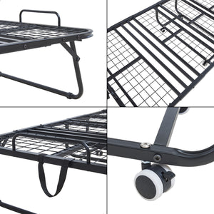 Metall-Klappbett Borjavle mit Matratze 200x90cm Schwarz [en.casa]