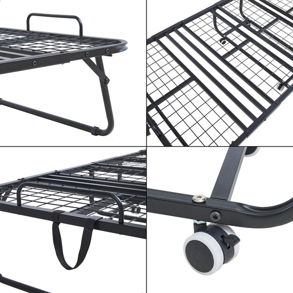 Metall-Klappbett Borjavle mit Matratze 200x90cm Schwarz [en.casa]