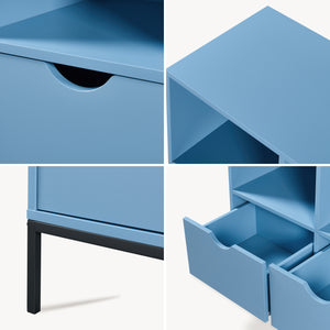 Bücherregal mit 2 Schubladen Colwyn 105x80x40 cm Blau [en.casa]