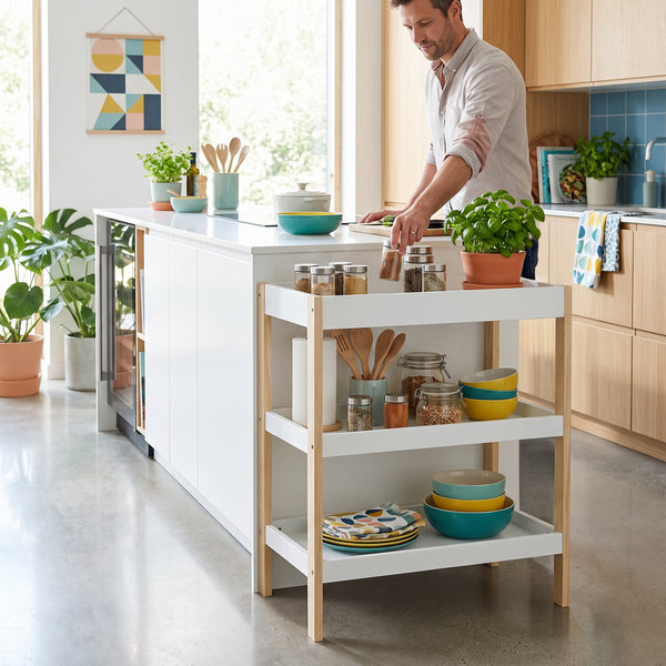 Wickeltisch Oupilu mit 2 Ablagen 91x82x53 cm Weiß [en.casa]