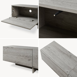 Fernsehschrank Kapipimso mit 3 Klappen 194x31x37 cm Eicheoptik, grau [en.casa]