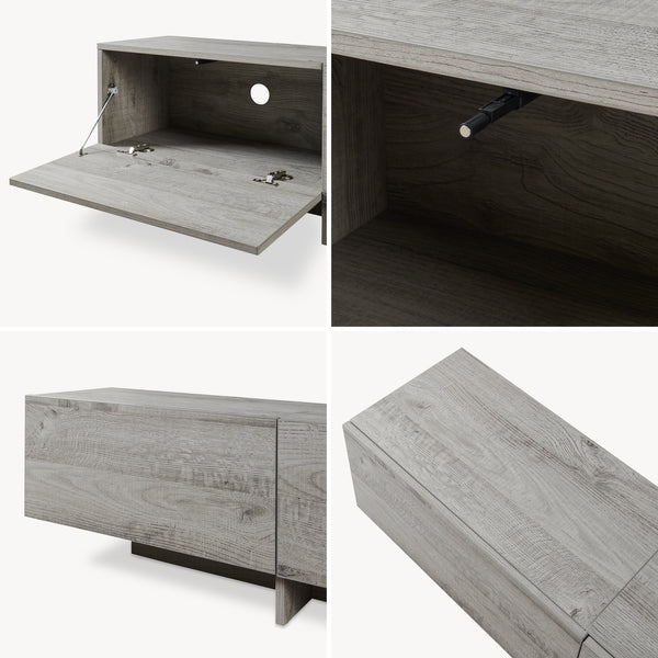 Fernsehschrank Kapipimso mit 3 Klappen 194x31x37 cm Eicheoptik, grau [en.casa]