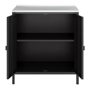 Outdoorset Bolognano Standregal Schrank und Servierwagen Schwarz, matt [casa.pro]