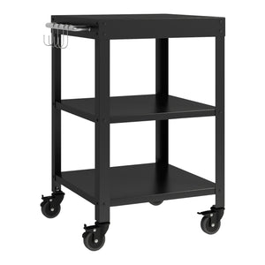 Outdoorset Bolognano Standregal Schrank und Servierwagen Schwarz, matt [casa.pro]