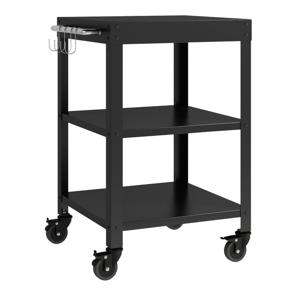 Outdoorset Bolognano Standregal Schrank und Servierwagen Schwarz, matt [casa.pro]