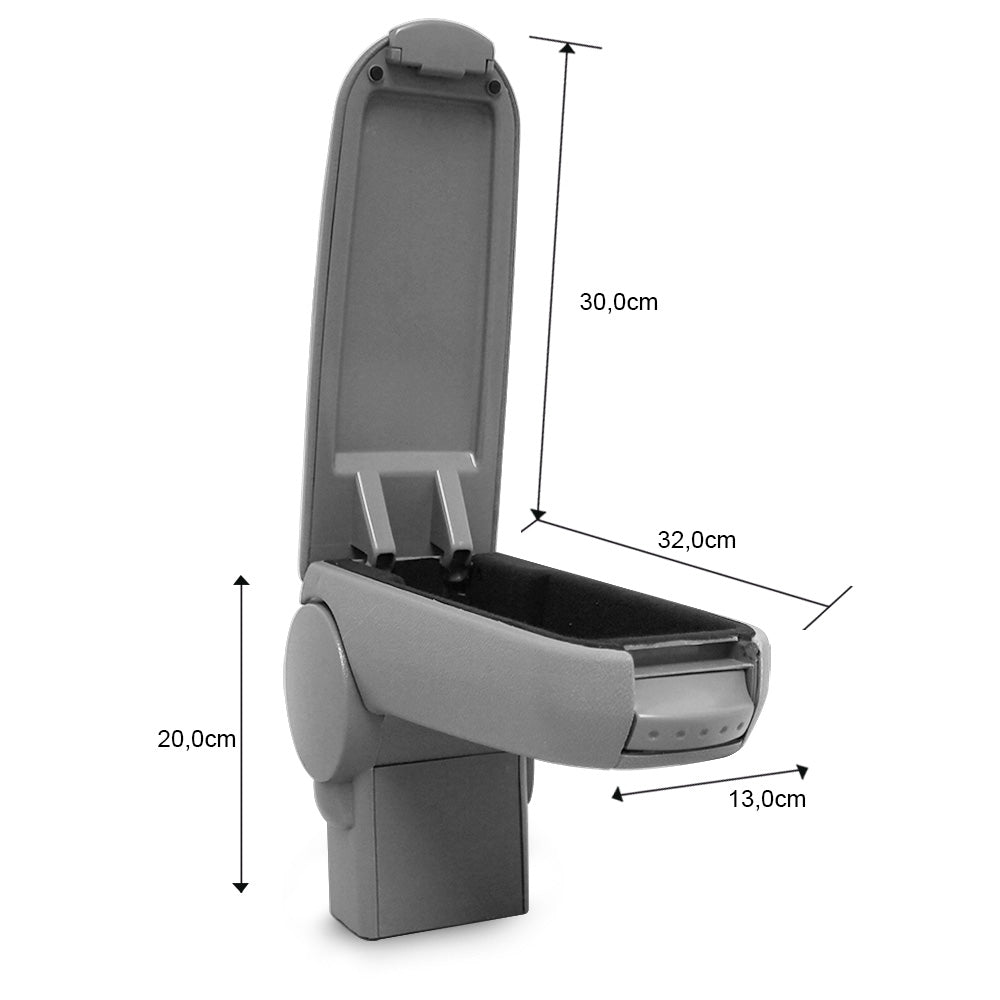 Mittelarmlehne Golf 4, Bora, Beetle mit Staufach Textil Grau pro.tec - premiumXL