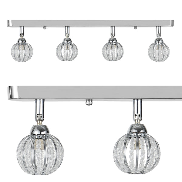 Deckenleuchte 4 Kristall Kugel 49cm Moderne Deckenlampe Effektlampe [Lux.Pro]