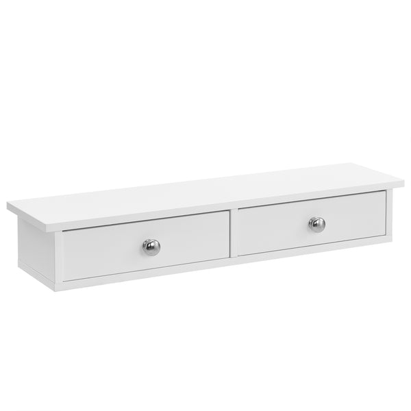 Wandregal Geeste 60x15x10 cm mit 2 Schubladen Weiß [en.casa]