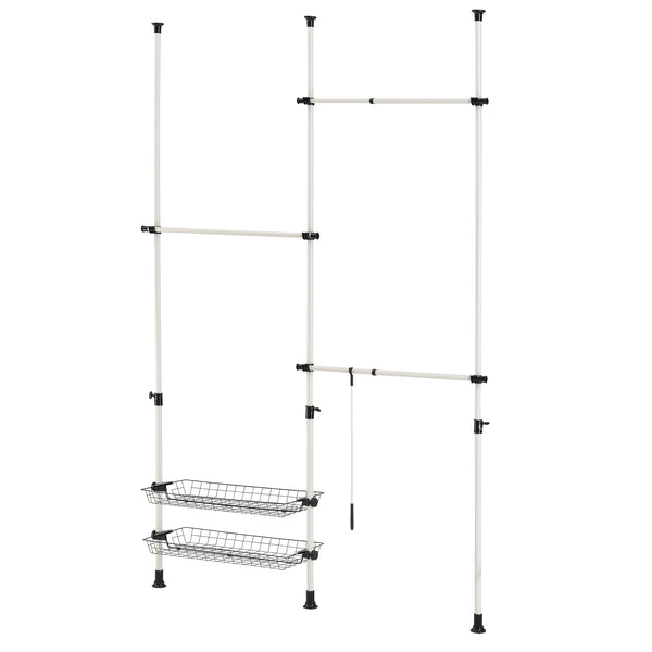 Teleskopgarderobe Kemi mit 3 Garderobenstangen [en.casa]