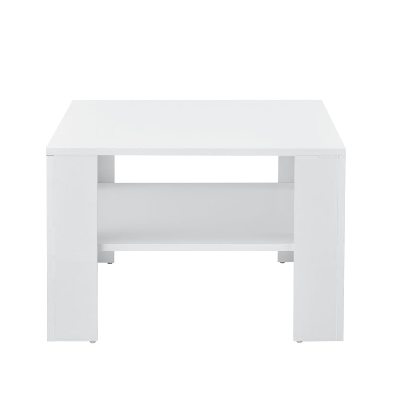 Maßskizze Couchtisch Aachen 60x60x40 cm mit Ablage Weiß en.casa