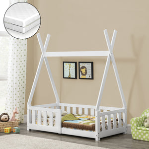 Kinderbett Helsingborg mit Matratze 70x140 cm Weiß [en.casa]