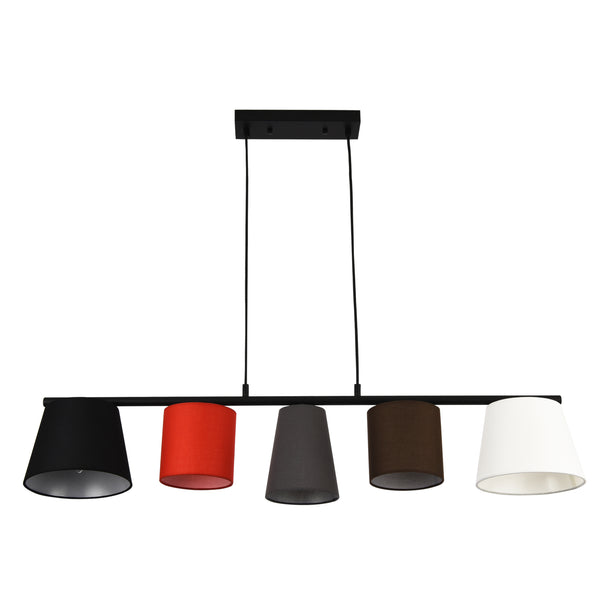 Hängeleuchte Mysen 5-flammig Stoff Schwarz lux.pro