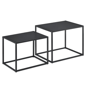 Beistelltisch Archsum 2er Set rechteckig Industriedesign Schwarz [en.casa]
