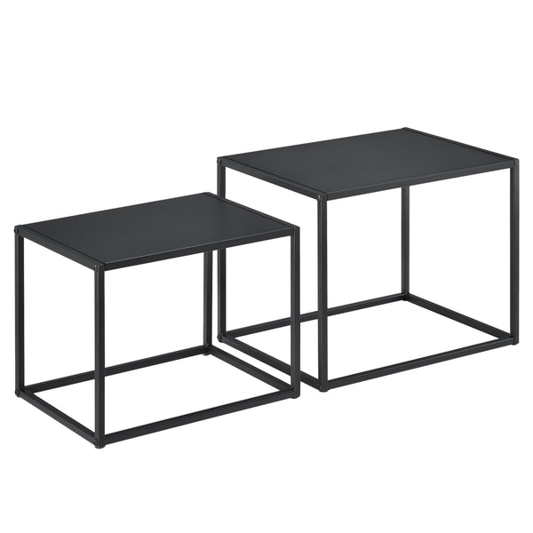 Beistelltisch Archsum 2er Set rechteckig Industriedesign Schwarz [en.casa]