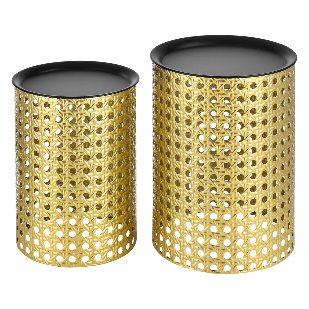 Beistelltisch Theux 2er Set Schwarz/Goldfarben en.casa
