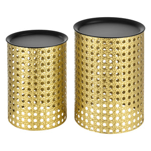 Beistelltisch Theux 2er Set Schwarz/Goldfarben en.casa