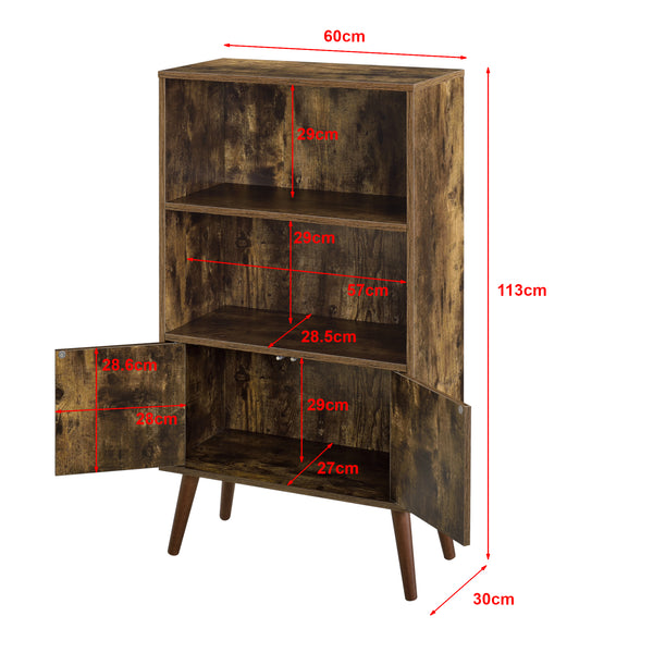 Bücherschrank Ängelholm 113x60x30 cm mit 2 Schranktüren und 2 großen Ablageflächen en.casa