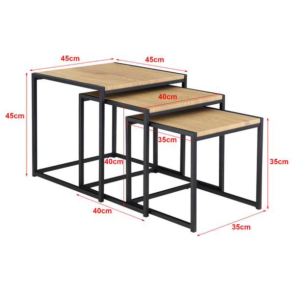 Beistelltisch Ringsaker 3er Set Eiche-Optik en.casa