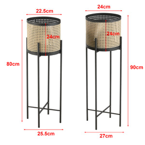 Blumenständer Colfontaine 2er Set Schwarz Sandfarben en.casa