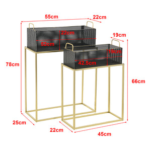 Pflanzständer Jurbise 2er Set Messingfarben/Schwarz en.casa