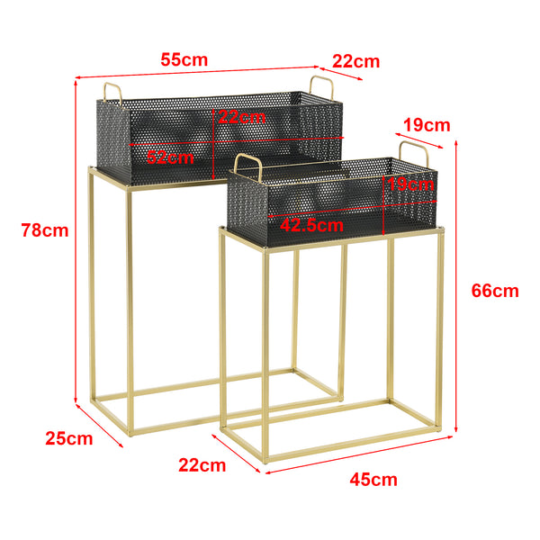Pflanzständer Jurbise 2er Set Messingfarben/Schwarz en.casa