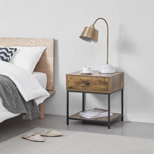 Beistelltisch Bjuv 45x39x49cm Dunkler Holzton en.casa