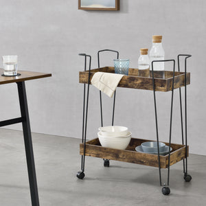 Servierwagen Vaxholm 78x62x32cm Dunkler Holzton en.casa