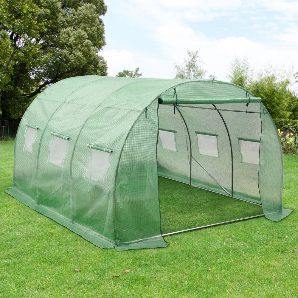 Gewächshaustunnel Dornbirn 300x300x200cm PE-Gitterfolie Grün [en.casa]