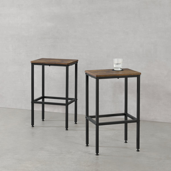 Barhocker Örebro 2er Set Dunkler Holzton en.casa
