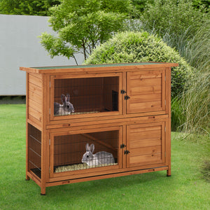 Kaninchenstall Falkenau Kleintiergehege 104x122x50cm Tannenholz [en.casa]