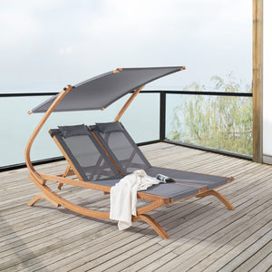 Doppelliege Karystos 197x156x144cm Dunkelgrau [en.casa]