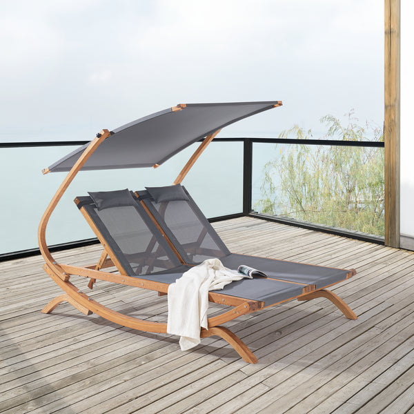 Doppelliege Karystos 197x156x144cm Dunkelgrau [en.casa]