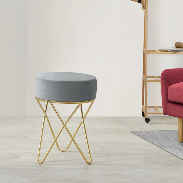 Sitzhocker Beveren bis ca. 100 kg Grau/Messingfarben [en.casa]