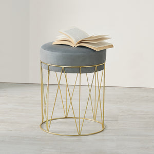 Sitzhocker Melsele bis ca. 100 kg Grau/Messingfarben [en.casa]