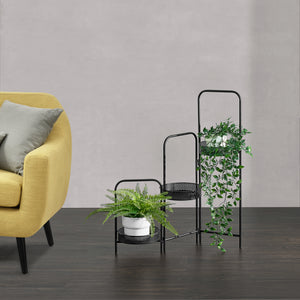 Pflanzständer Vrasene mit 3 Pflanzschalen Metall Schwarz [en.casa]