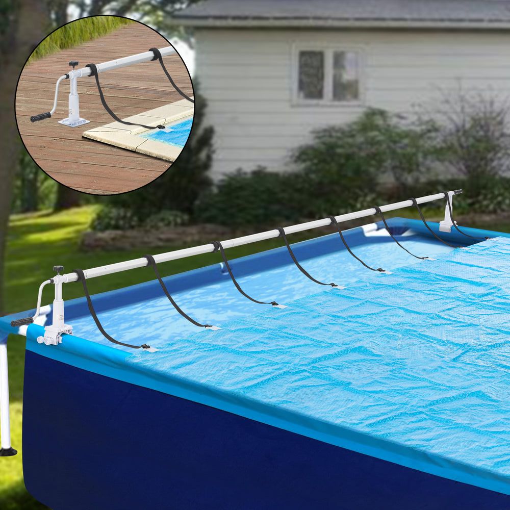 Pool Aufrollvorrichtung Oliveti mit Schiebern Aluminium [en.casa]