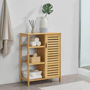 Badezimmerschrank Vetlanda Bambus 87x66x33 cm [en.casa]