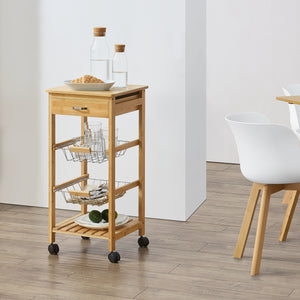 Bambus Küchenwagen Stenungsund mit Schublade 76x36x36cm [en.casa]