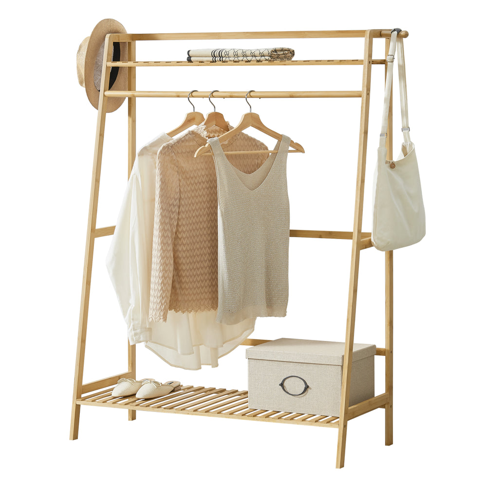 Garderobenständer Föglö 139 x 100 x 40 cm Bambus Natur [en.casa] - premiumXL