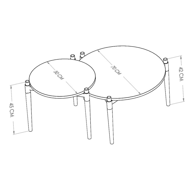 Maßskizze Couchtisch Kristinestad mit 2 Tischplatten Natur [en.casa]